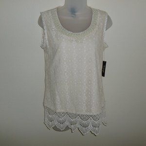 La Vanya Beautiful Beaded Lace Top NWT